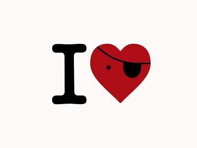 I love pirate love art conceptual design fun graphic heart icon iconic illustration logo logotype love lover minimal minimalist parody pirate red t shirt valentines