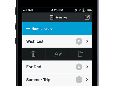 Itinerary Cell Swiped app design interface mobile ui ux