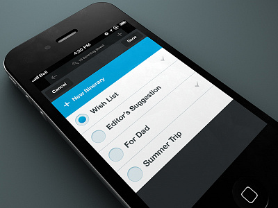 Select An Itinerary app design interface mobile ui ux
