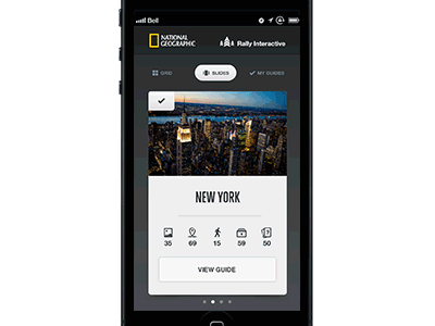 City Guides main screen updates app design interface mobile rally interactive ui ux