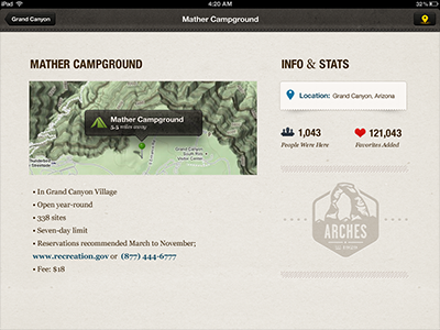 Camping Detail on iPad