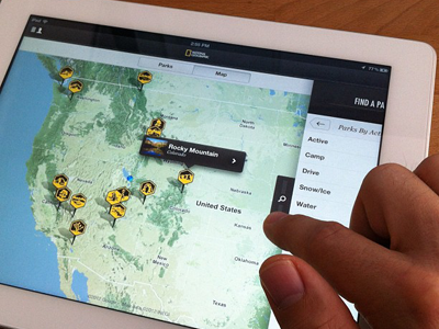 Map View on iPad app design interface mobile rally interactive ui ux