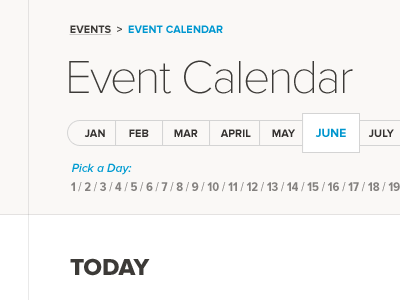 Event Calendar (*) interface rally interactive