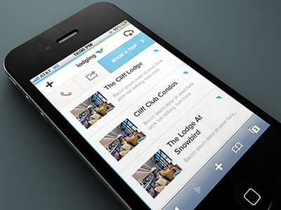 Lodging List on Snowbird Mobile site by Ben Cline for RALLY on Dribbble