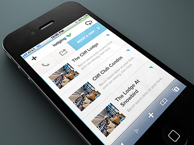 Lodging List on Snowbird Mobile site design interface mobile rally interactive site ui ux web design website