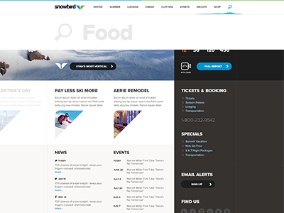 Snowbird Search Drop Down design interface rally interactive site ui ux web design website
