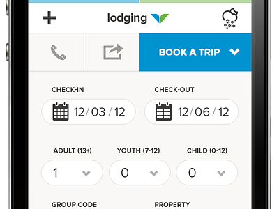 Snowbird Mobile Site booking widget