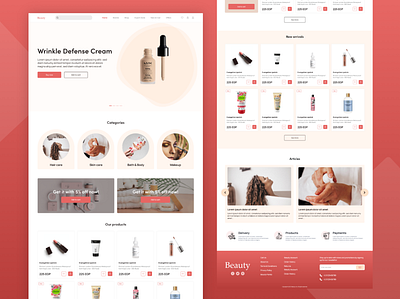 Cosmetics store landing page cosmetics ecommerce ui ux