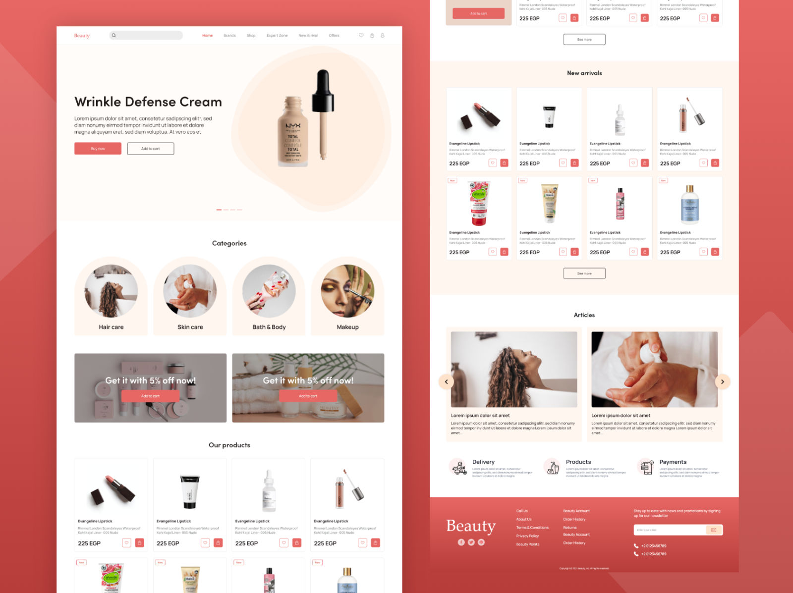 Cosmetics store landing page by Muhammad Sadek on Dribbble