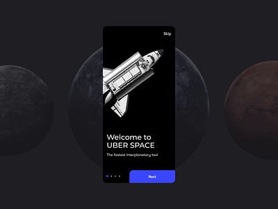 UBER Space Onboarding | Animated Сoncept animated gif animation appservice concept glitch minimal mobile app mobile app design mobile ui motion onboarding space spaceship technology ui ui design web design