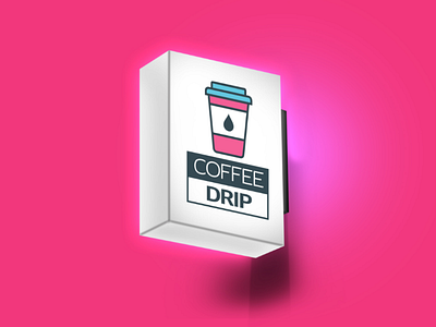 Coffee Drip Wall Sign 80s coffee shop design logo mockup signage