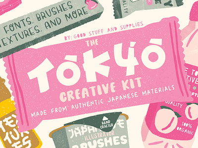 The Tokyo Creative Kit brush brushes brushpen bundle cute design font fonts food handcrafted illustration illustrator japanese kawaii snack texture textures tokyo vector