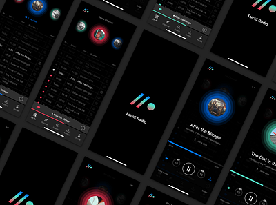 Radio/Podcast App UI Kit app app design branding channels dark dark mode free freebie kit music music player podcast podcasting radio ui uiux ux