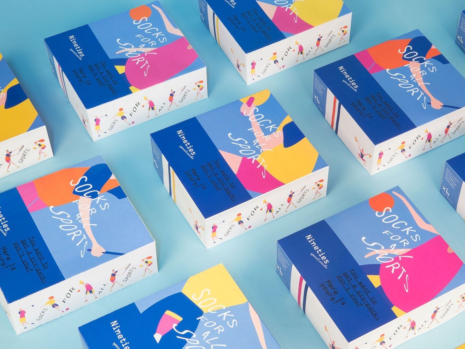 Nineties Sport Socks Packaging by Botánico Estudio on Dribbble