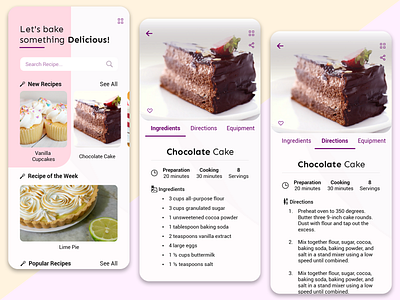 Baking App app bake baking baking app cake cooking cupcake food ingredients pastel product design recipe ui ux