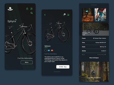Bicycle Store Concept - Mobile Version bycicle clean dark dark ui minimalist roar bikes simple simple clean interface store ui