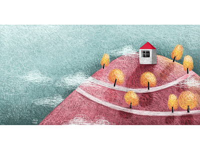 house rain digitalpaint flat illustration girl illustration illustration vector illustration