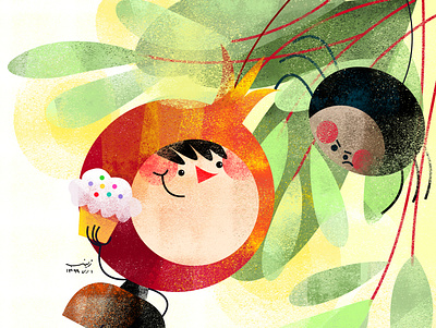 pomegranate digital painting flat illustration girl illustration illustration vector illustration