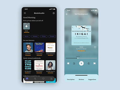 Audio Book design app design exploration ui design