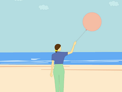 Girl with balloon ilkustrator vector illustration