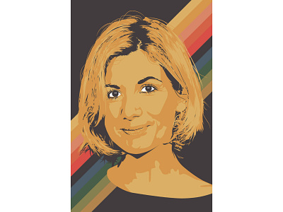 Doctor Who - 14th Doctor - Jodie Whittaker adobe illustrator doctor who doctorwho fanart flat flatdesign illustration minimal portrait poster
