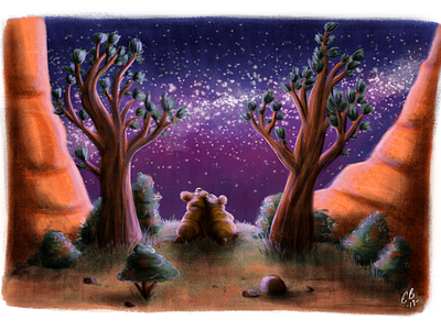 Bryce Canyon bears cute starry night