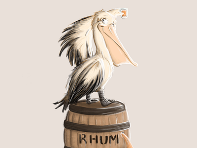 Rhum Pelican art bird cartoon character drink funny illustration pelican rhum