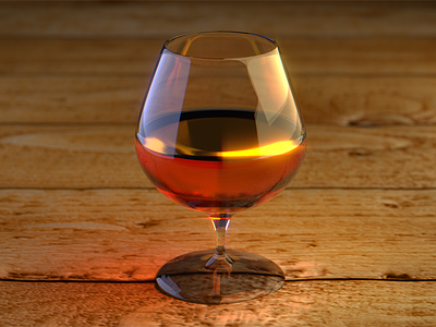 Cognac glass 3d advertisment alcohol cognac drink glass icon illustroation render visualization wood