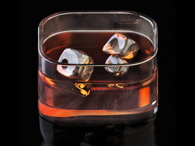 Whiskey 3d alcohol glass ice icon liquid render still whiskey