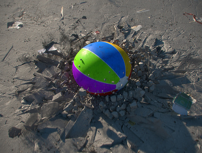 Contradictions - Beach Ball 3d ball beach c4d concrete contradiction crack dust fracture motion redshift render street