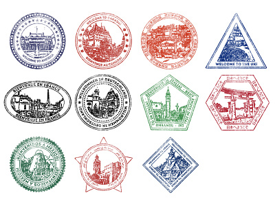 EPCOT Passport Stamps design illustration passport stamps vector