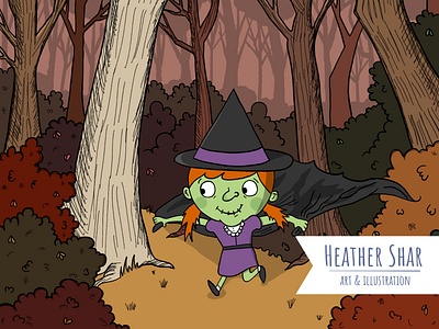 Just a Walk in the Woods autumn character design childrens book illustration fall illustration kidlit witch woods