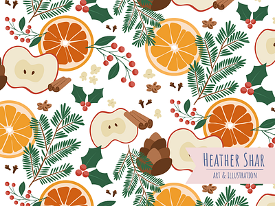 Classic Christmas Garland on White vector illustration