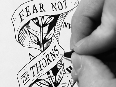 Fear Not... sketch in progress compass hand lettering ink lettering micron sketch