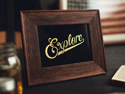 Explore Reverse Gilded & Screen Printed Glass explore gilded gilding glass gold leaf hand lettering lettering screen print typography
