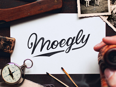 Moegly Logo hand lettering lettering logo moegly pencil script typography