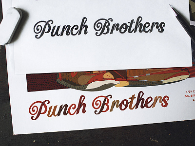 Punch Brothers Poster Script gig poster hand lettering lettering moegly nicholas moegly poster punch brothers script typography