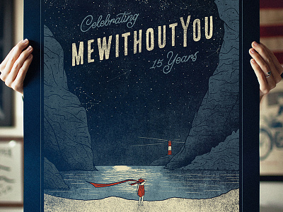 mewithoutYou Gig Poster beach constellations gig poster illustration into it over it lettering lighthouse mewithoutyou poster screen print