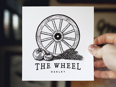 The Wheel Logo branding cincinnati hatching illustration logo restaurant sketch tomato wheat wheel