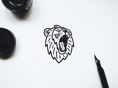 Moegly Lion Icon brand branding dip pen icon lion logo moegly nicholas moegly sketch