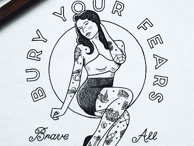 Bury Your Fears art flash flash art girl lettering moegly nicholas moegly pen pin up stippling tattoo