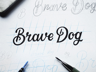 Brave Dog Logo Sketch branding brave cincinnati dog lettering logo nicholas moegly script sketch