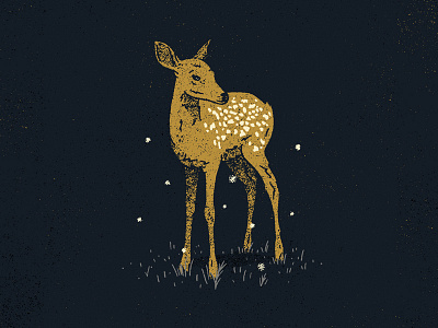 Fawn at Dusk deer drawing dusk fawn grunge illustration moegly nicholas moegly