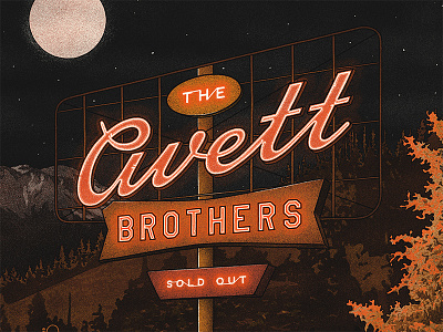 The Avett Brothers - Mobile, AL Poster avett avett brothers band concert fox gig poster neon sign nicholas moegly poster screen print show poster