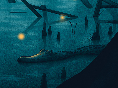Murky Waters alligator avett brothers fireflies lightning bugs moegly nicholas moegly night swamp water