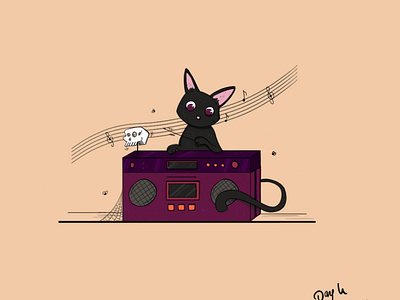 Inktober DAY 4 : Radio 4d cat day drawing illustration inktober inktober2020 photoshop radio