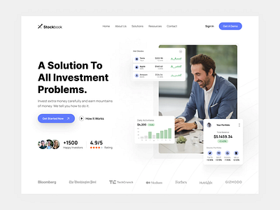 Stockbook | Stock Investment Platform clean ui design finance forex header homepage investing investment landing page minimal stock stocks stocks trading trading trading stocks ui ui design website