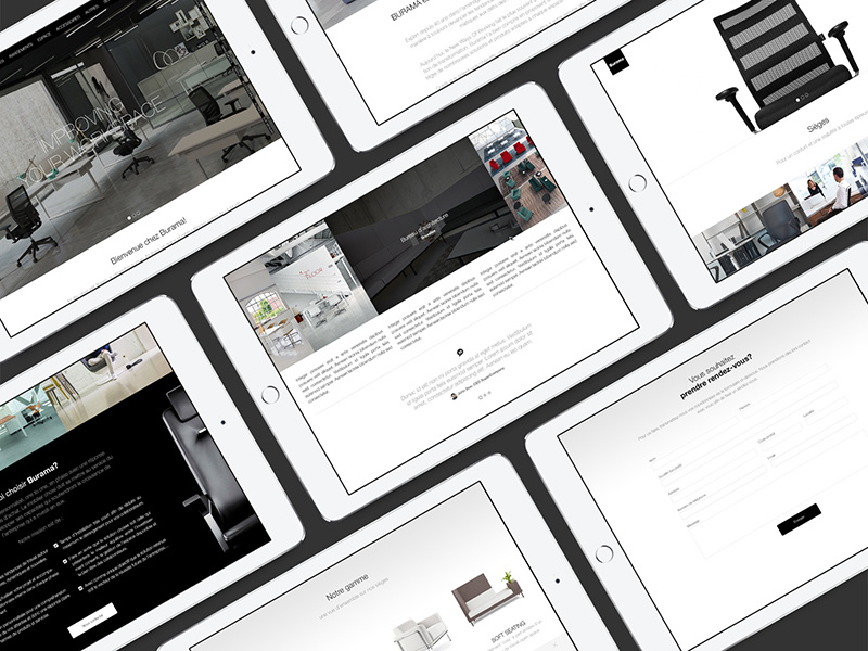 Burama behance responsive furniture office design web design web layout mockup website
