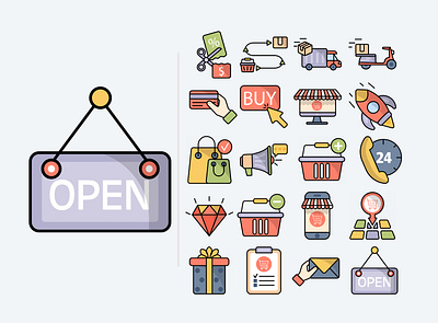 Time To Buy icon set design icon illustration shopping vector