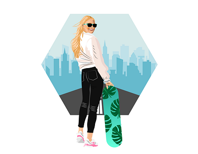 Let s go skateboarding artwork design dribbble girl illustration skateboard vector woman